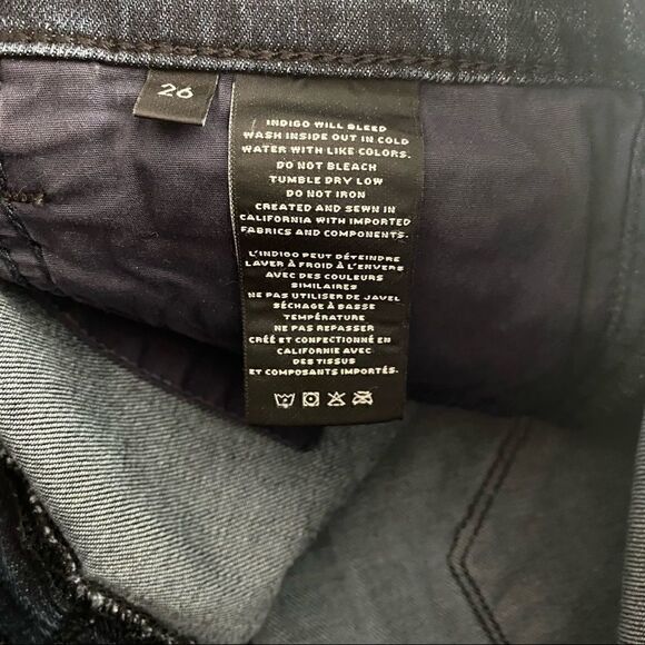 J Brand Atlantique Dark Wash Distressed Raw Hem Mid Rise Skinny Jeans Size 26 - Picture 5 of 9